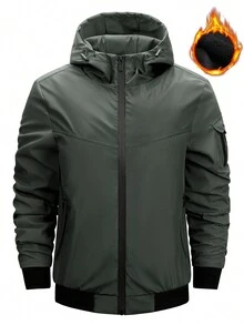 Manfinity LEGND Loose-Fit Men's Black Hooded Casual Jacket - Army Green - View 2