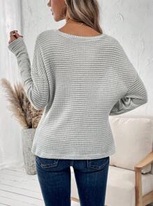 SHEIN LUNE Quý cô Viền xoay tròn Áo thun - Xám - Xem 2