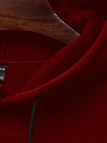 Manfinity Homme Men's Letter Printed Drawstring Hoodie And Sweatpants Set With Weave Detailing - Red - View 4