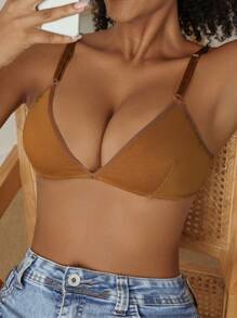 SHEIN Sujetador inalámbrico liso para mujer
