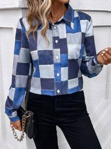 SHEIN LUNE 女式格子襯衫