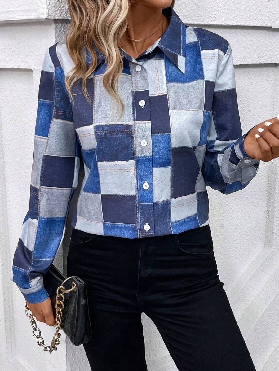 SHEIN LUNE 女式格子襯衫