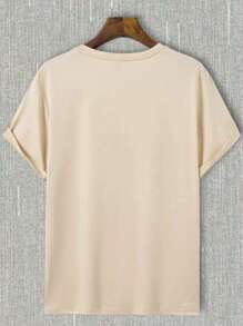 Men's Letter Printed T-shirt - Apricot - View 2