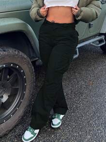 Multi-Pocket Cargo Trousers - Black - View 1