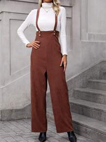 SHEIN Essnce Của phụ nữ Quần yếm - màu nâu - Xem 3