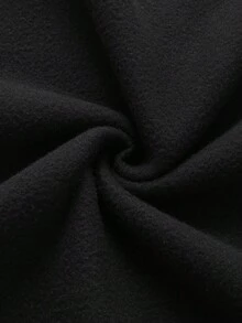 SHEIN EZwear 圓領掉肩字母印花套頭衫 - 黑色 - 查看 4