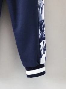 SHEIN Jungen Bomberjacke Mit Comic-grafik & Sweatpants Ohne T-shirt