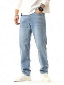 Manfinity Hypemode Nam Quần legging thẳng Bông Mèo Whisker - Rửa nhẹ - Xem 7