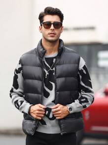 Manfinity Homme 男士棉襯背心 - 黑色 - 查看 1