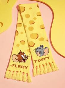 TOM & JERRY X SHEIN 可愛的卡通貓和老鼠可反轉冬季保暖圍巾,適用於兒童 - 彩色 - 查看 2