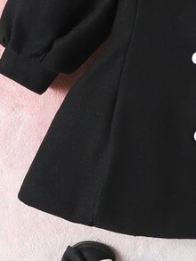 SHEIN 寶寶女孩優雅泡泡袖長外套,適用於秋冬季節 - 彩色 - 查看 4