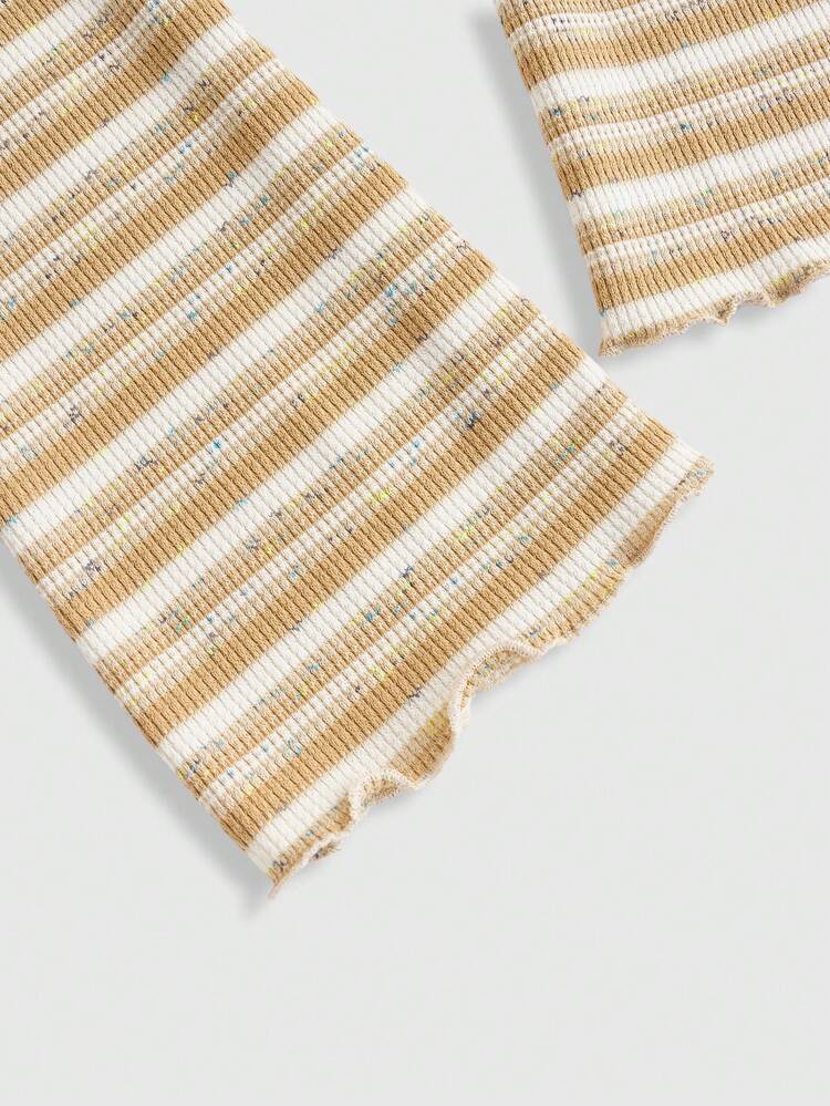 Artist Casual Patchwork Striped Long Sleeve T-Shirt, Women Butterfly Printed T-Shirt, For Holiday, Spring, Festival, Western Wear, Graphic Tee