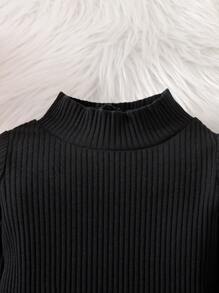 Baby Girls' Casual Vintage Plaid Jumpsuit With Base Shirt And Pants Set, For Christmas - Black and White - View 4