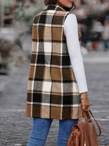 SHEIN LUNE 綁扣格紋馬甲風外套 - 彩色 - 查看 2