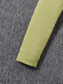 Girls' Knot Detail Knit Top And All Over Print Cami Dress Set - Olive Green - View 5