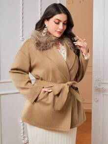 Modelyn Hơn 	
Fuzzy Vòng cổ Thắt lưng Áo khoác - Lạc đà - Xem 3