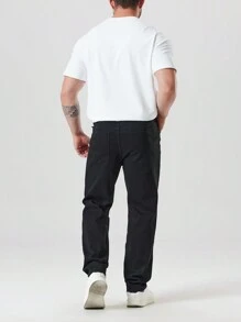 Manfinity Homme Nam Kích thước lớn Hoạt hình Chữ cái Patch Quần jean rách - màu đen - Xem 2