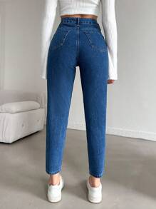 EURMUSE Women'S Tapered Cropped Jeans - Dark Wash - View 2