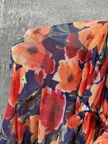 Slaydiva Đầm ôm sát in hoa, dây rút bên hông. - Nhiều màu - Xem 6