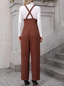 SHEIN Essnce Của phụ nữ Quần yếm - màu nâu - Xem 2