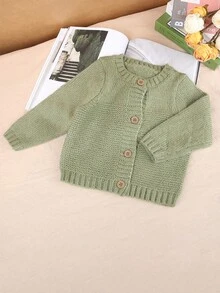 Toddler Girls' Casual Button-front Cardigan - Green - View 6