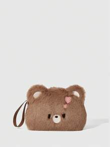 ROMWE Kawaii Cute Cartoon Bear Coin Purse - Brown - View 1