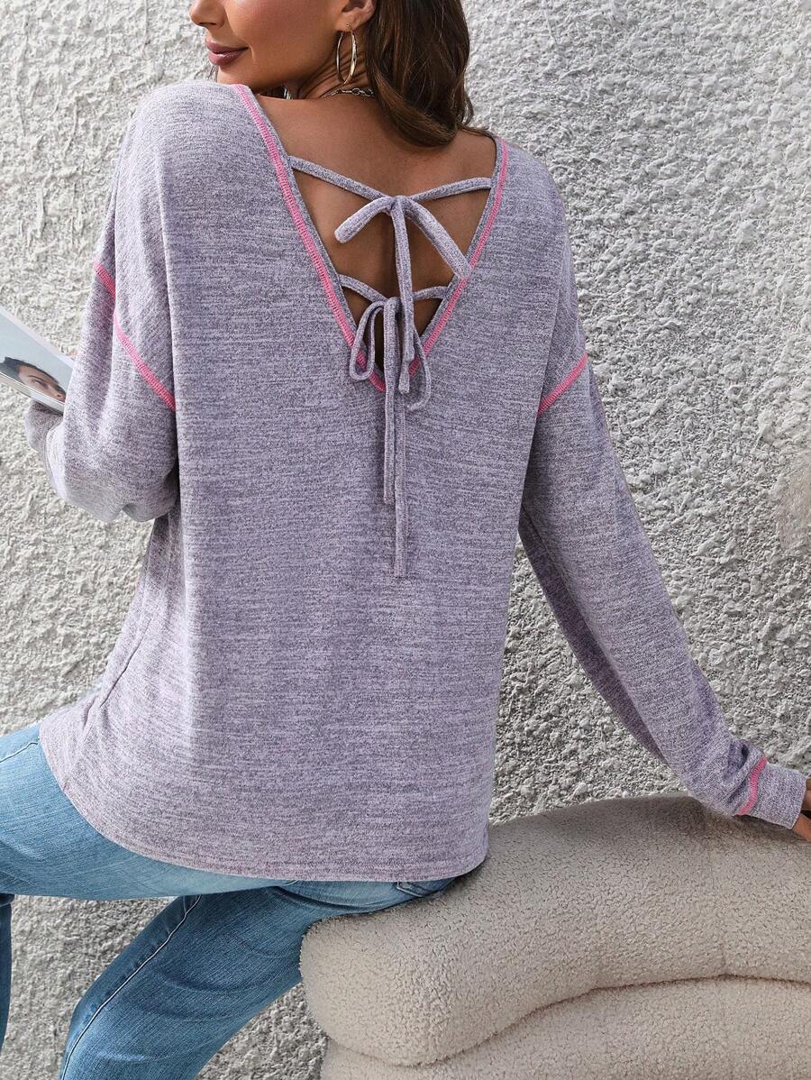 SHEIN LUNE 女性常規T恤 - 紫色 - 查看 1