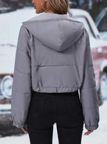 SHEIN Clasi Women's Short Padded Padded Coat For Winter Clothes Fall Cloth For Women - Grey - View 2
