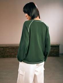 Harry Potter | ROMWE Raglan袖拼接t恤 - 綠色 - 查看 3