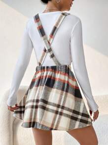 SHEIN EZwear In kẻ sọc Đầm Tổng thể Without Tee - màu nâu - Xem 2