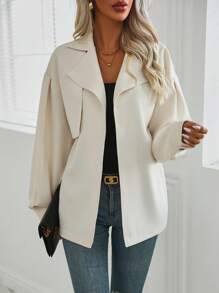 SHEIN LUNE Của phụ nữ màu trơn Áo khoác - Màu be - Xem 1
