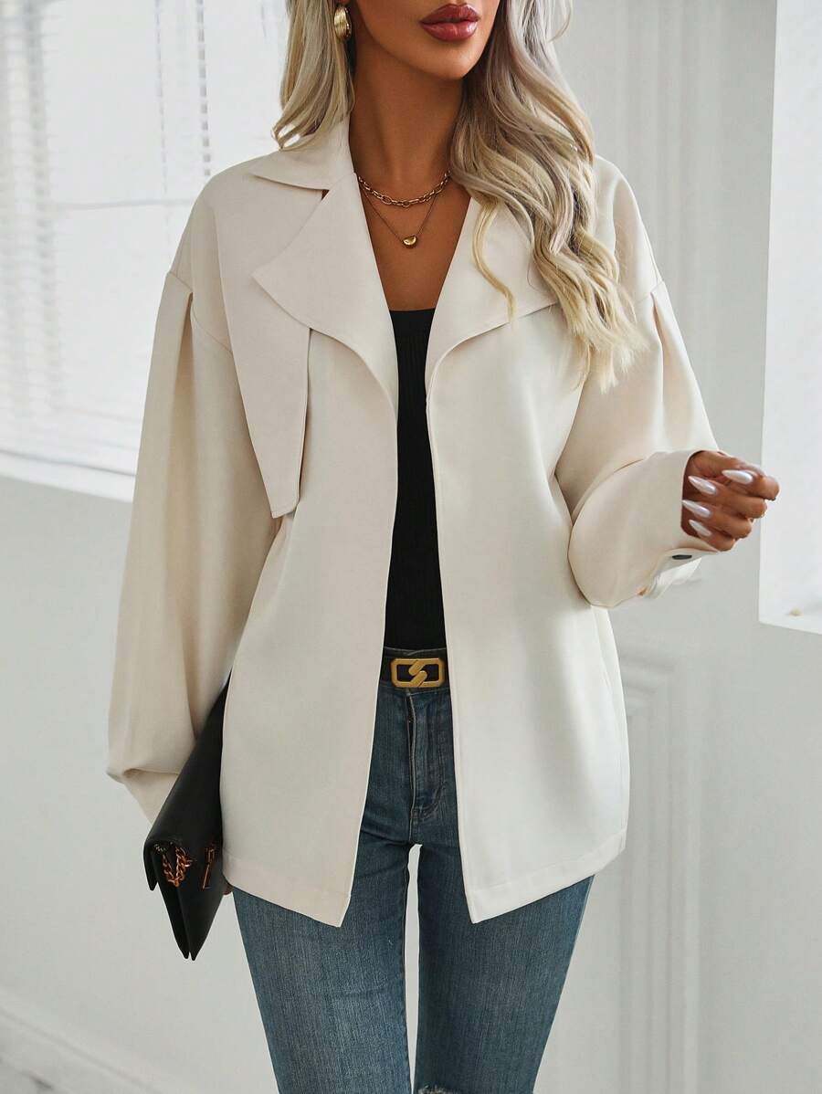SHEIN LUNE Của phụ nữ màu trơn Áo khoác - Màu be - Xem 1