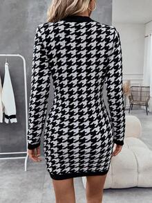 SHEIN Unity Của phụ nữ Chữ cái Mẫu Đầm Áo len Với Họa tiết Nanh sói Kẻ sọc - Nhiều màu - Xem 2