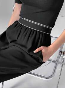 Dazy Tall Sepa Cómo Unir Pantalones De Pierna Ancha - Negro - Ver 8