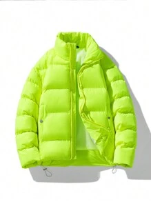 1pc Men's Jacket, Dropped Shoulder, Thick, Warm Winter Outerwear, Suitable For Casual, Commuting, Outdoor - Green - View 1