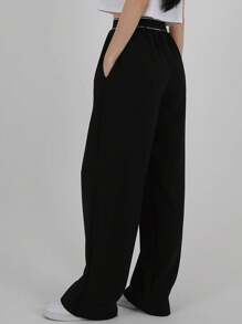 Dazy Tall Sepa Cómo Unir Pantalones De Pierna Ancha - Negro - Ver 2