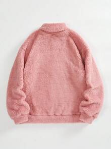 SHEIN EZwear Áo nỉ thêu hình trái tim giả thả vai - Hồng - Xem 2