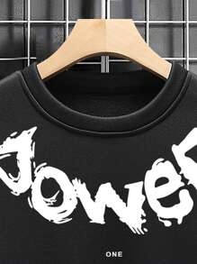 Manfinity Hypemode Men Plus Letter Print Fluffy Lined Sweatshirt