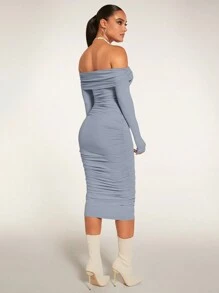 SHEIN BAE 女士連身裙 - 霧霾藍 - 查看 2