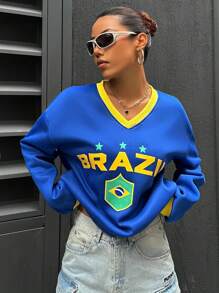 StreetHx 字母印花長袖運動衫 - 藍色 - 查看 3