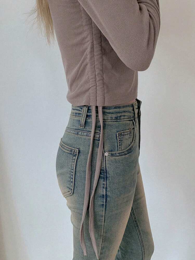 Women's Solid Color Long Sleeve Button Down T-shirt