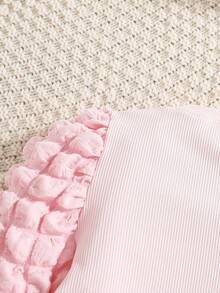 SHEIN 少女泡泡袖條紋t恤