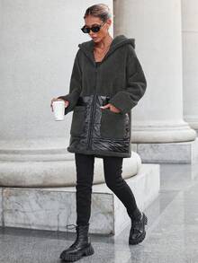 RueChic Women's Hooded Padded Coat - Dark Grey - View 4