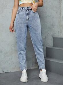 SHEIN ICON 牛仔摩美司褲 - 淺色水洗藍 - 查看 4