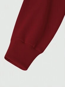 Manfinity Hypemode 男式连帽运动衫，带袋鼠口袋和鹿角图案，时代，长袖，图形，朋友 - 酒紅色 - 查看 4