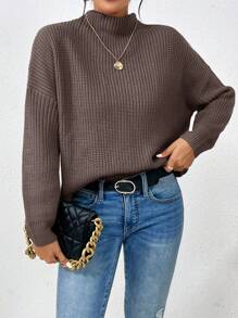 Chiquease Versatile Everyday Simple Sweater Pullover Knit Pullover Fall Winter Outfit