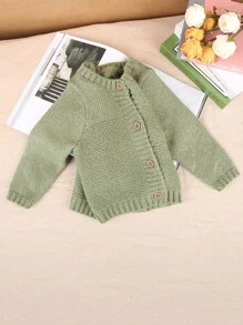 Toddler Girls' Casual Button-front Cardigan - Green - View 3