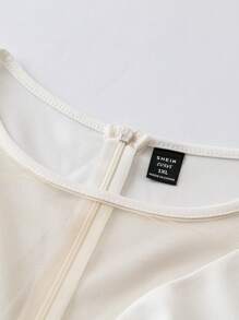 SHEIN Unity Plus Contrast Mesh Fringe Trim Dress