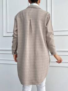 SHEIN Cottnline Flap Pocket Drop Shoulder Coat - Apricot - View 2