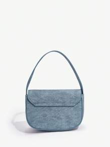 SHEIN ICON 女士手提包，时尚，简约，个性化，百搭，甜美酷女孩，辣妹，Y2K，街头风 - 藍色 - 查看 5